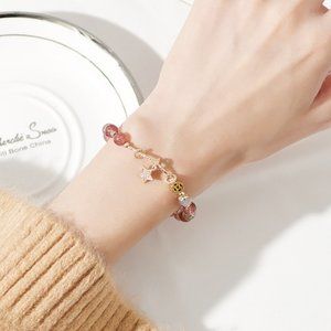 Strawberry quartz + Moon Stone 15cm bracelet